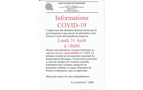 Message du Comité  du 4 Juin 2020